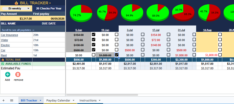 Bill Tracker for Google Sheets | Unlimited Entries & Fully Customizable
