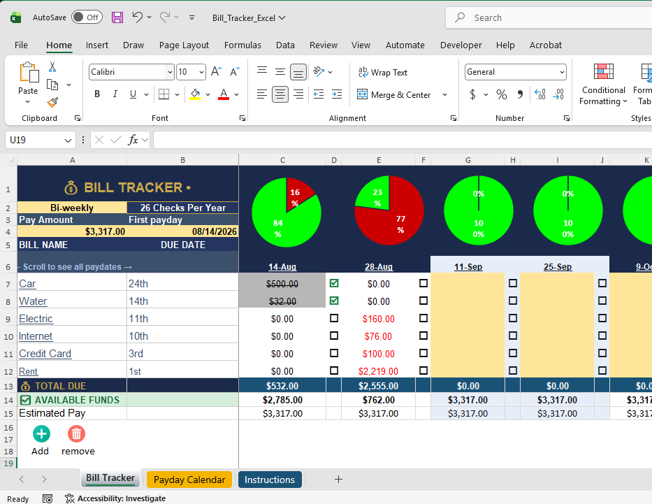 Bill Tracker for Excel | Never Miss a Payment