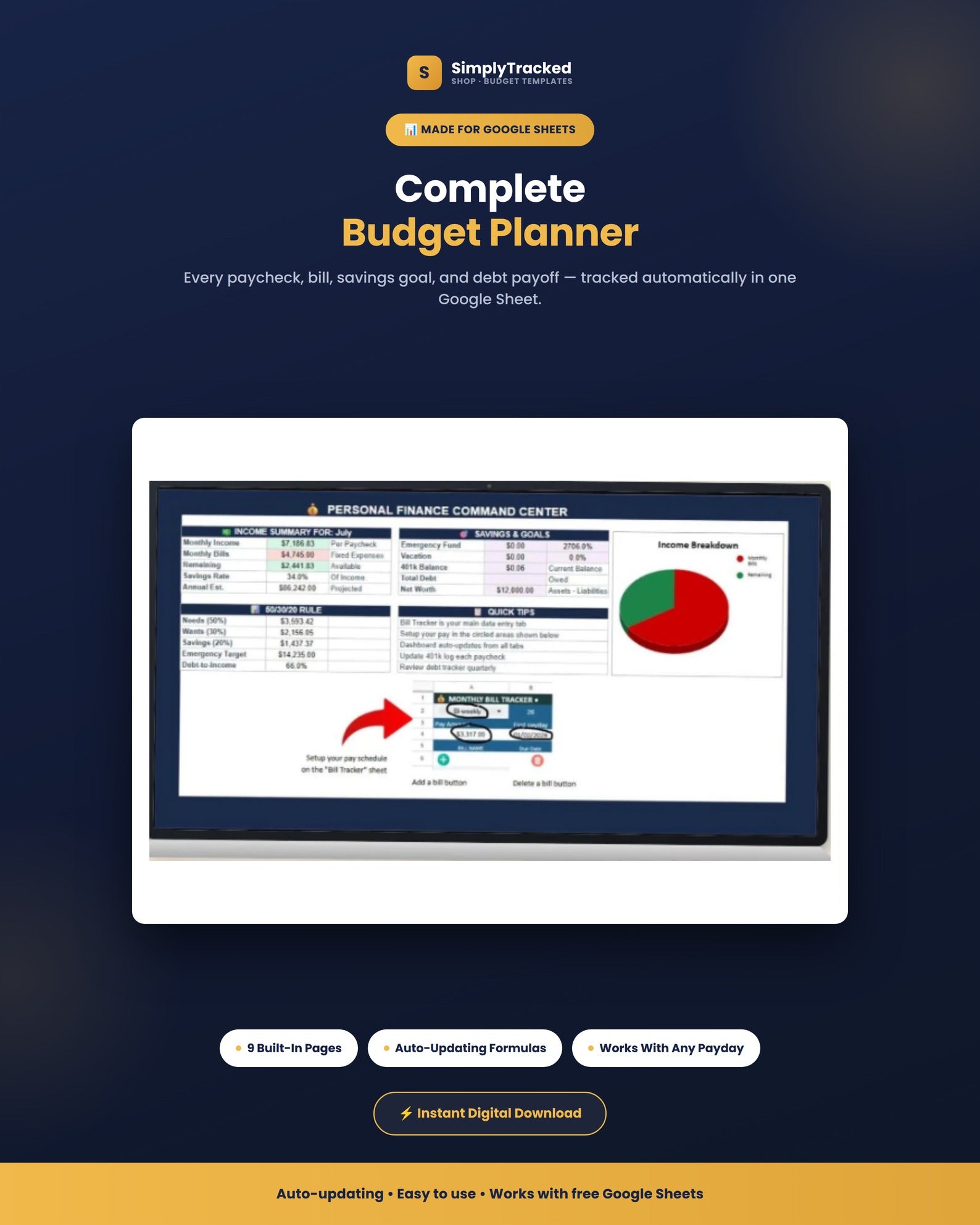 Complete Budget Planner for Google Sheets - hero image