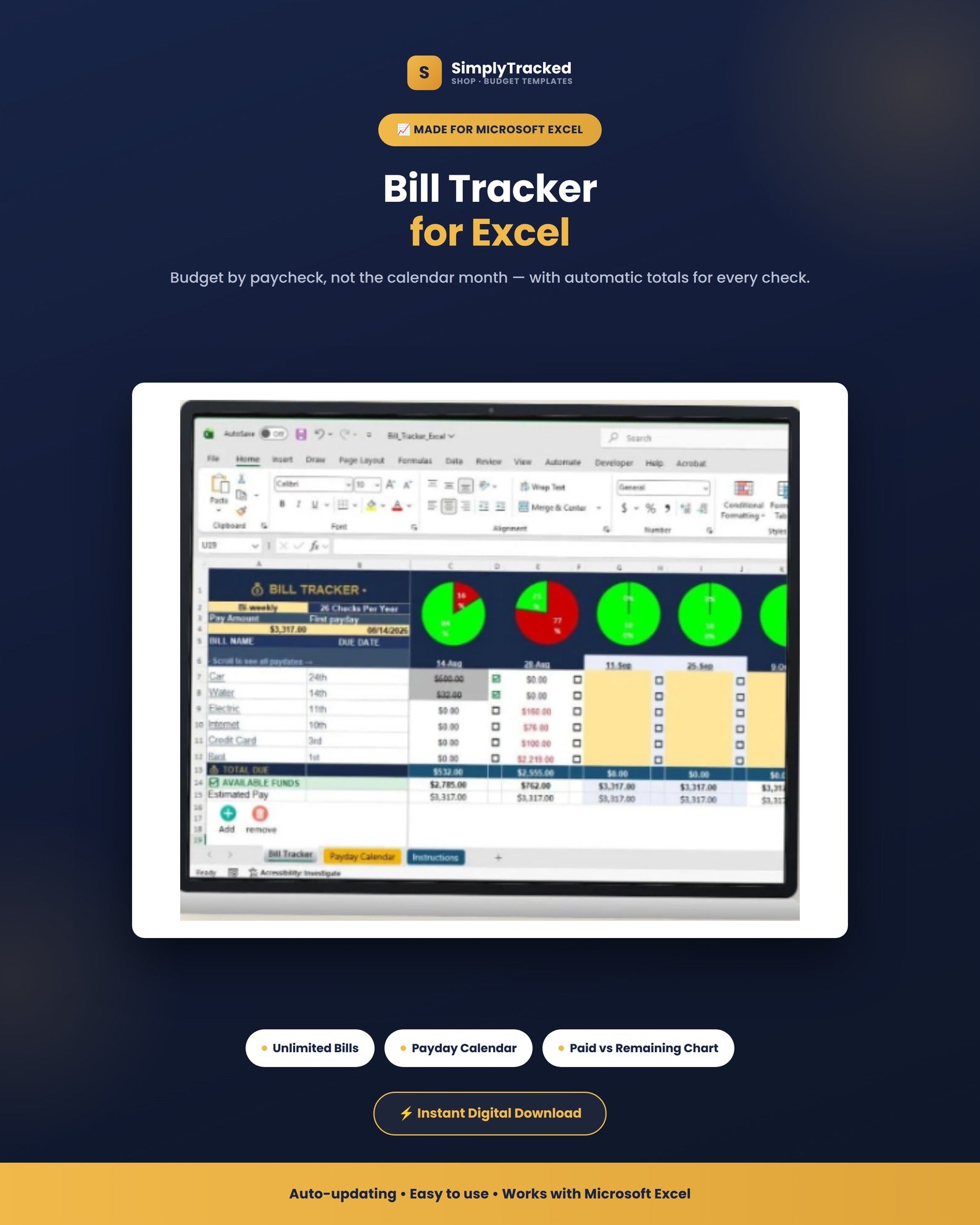 Bill Tracker for Excel - hero image