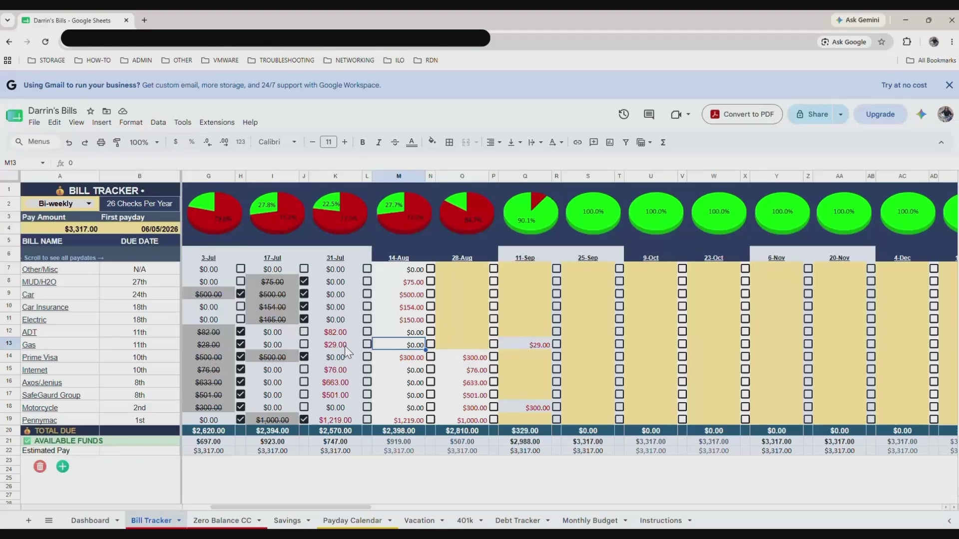Bill Tracker for Google Sheets | Never Miss a Payment